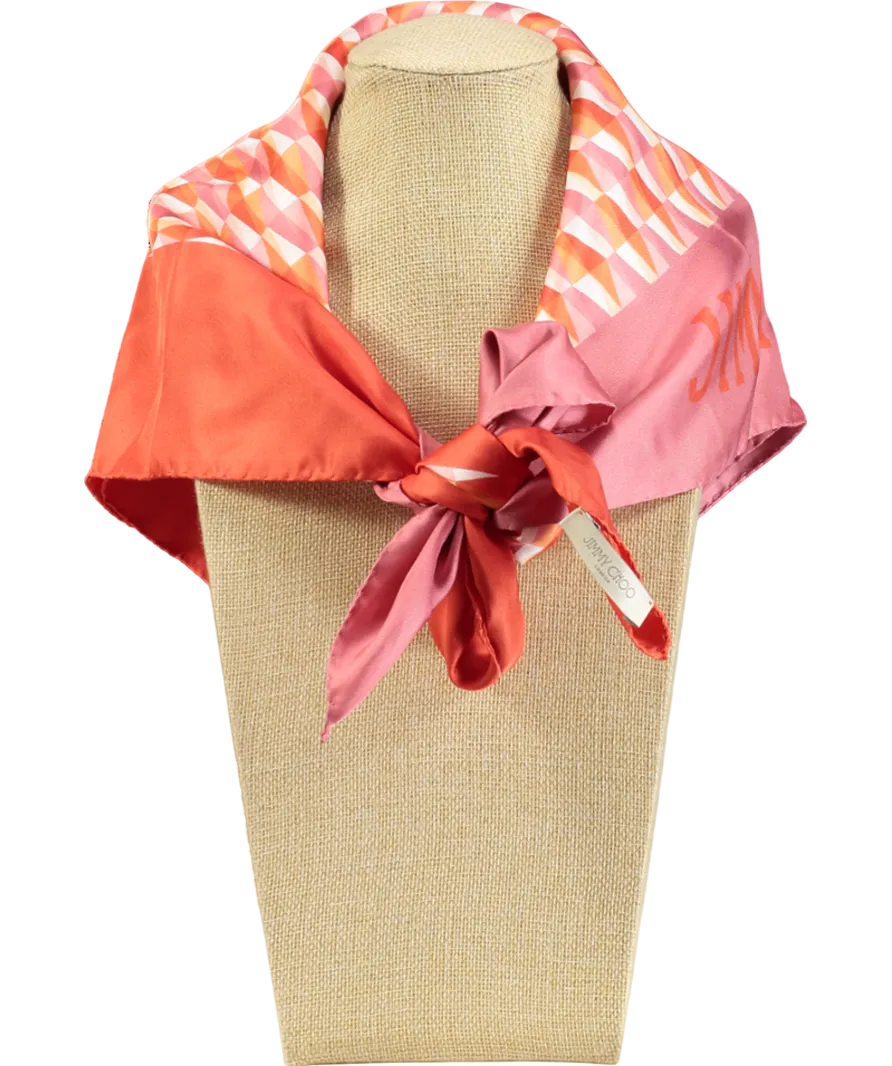 Jimmy Choo Red Reta Monogram-print Silk Scarf One Size