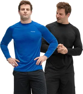 KISTA 2 Pack Men's Long Sleeve Quick Dry Shirts UPF 50  Garage Garden Fishing Running Lightweight Homewear