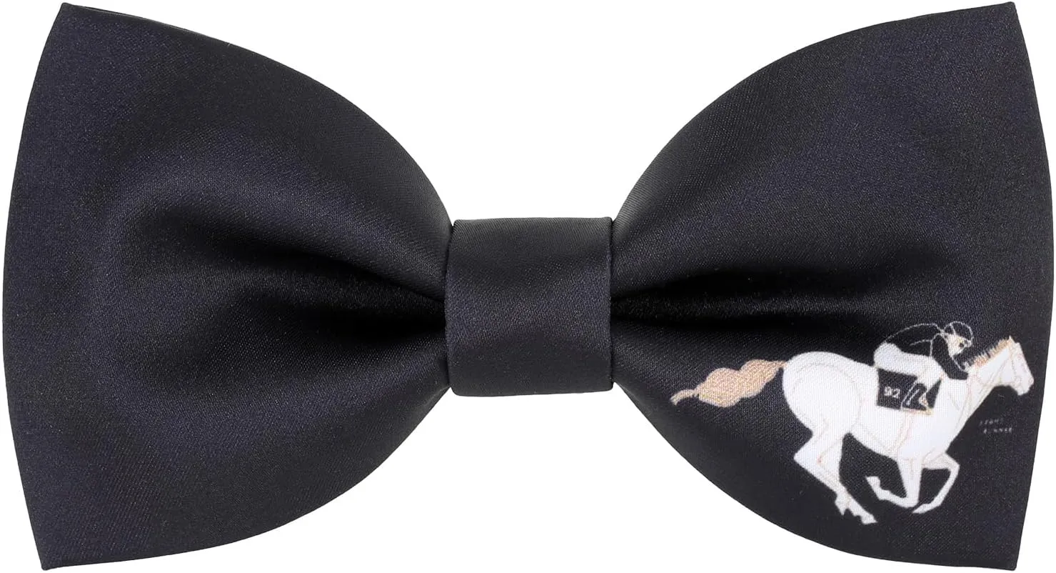 Men's Horse Race Bow Tie Satin Silk Pre-tied Solid Horse Racing Bow Ties for Men with Gift Box