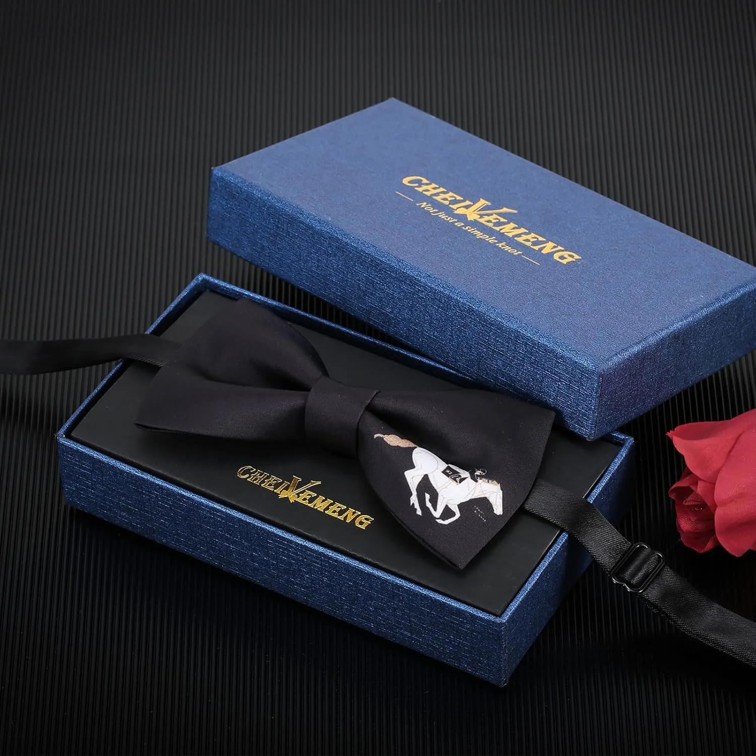 Men's Horse Race Bow Tie Satin Silk Pre-tied Solid Horse Racing Bow Ties for Men with Gift Box