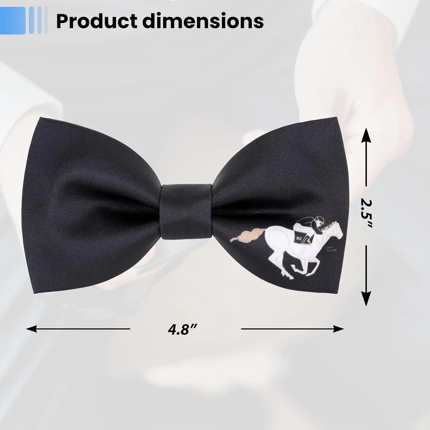 Men's Horse Race Bow Tie Satin Silk Pre-tied Solid Horse Racing Bow Ties for Men with Gift Box