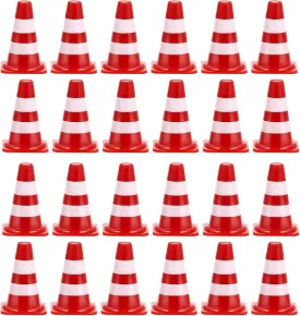 NUOBESTY 60pcs Mini Red Traffic Cones Small Roadblock Cone Models Simulation Construction Cone Toys for Children Sand Table Road Parking Field Marker Sign DIY Ornaments