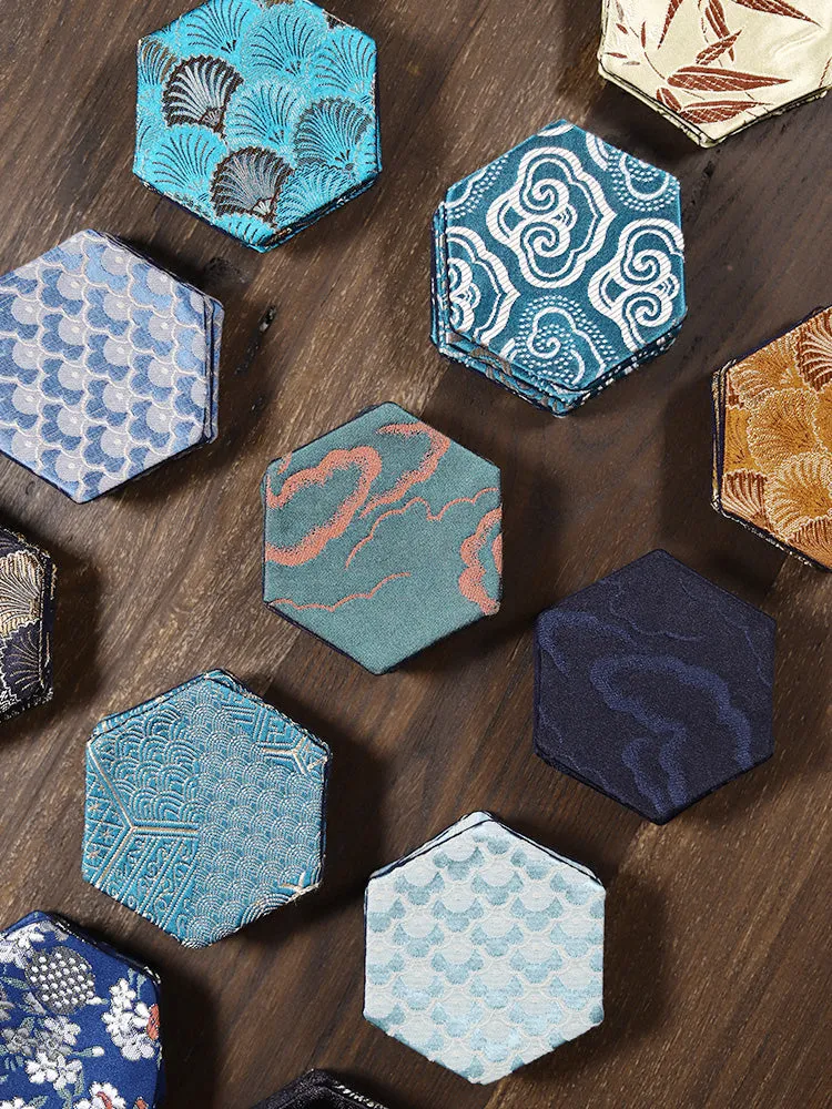 Oriental Silk Coasters - Set of 6