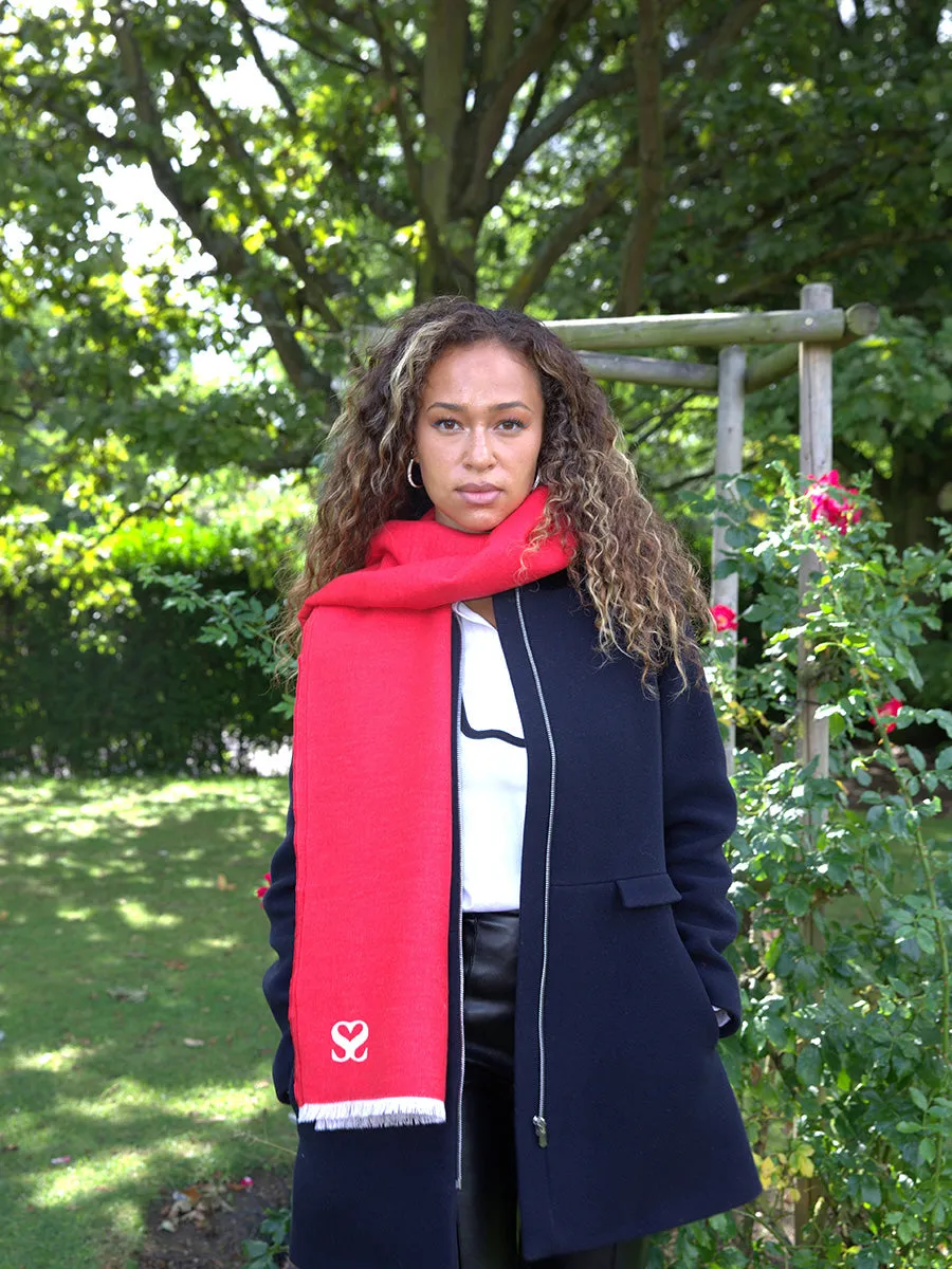 Pure Red Jacquard Woven Silk Scarf