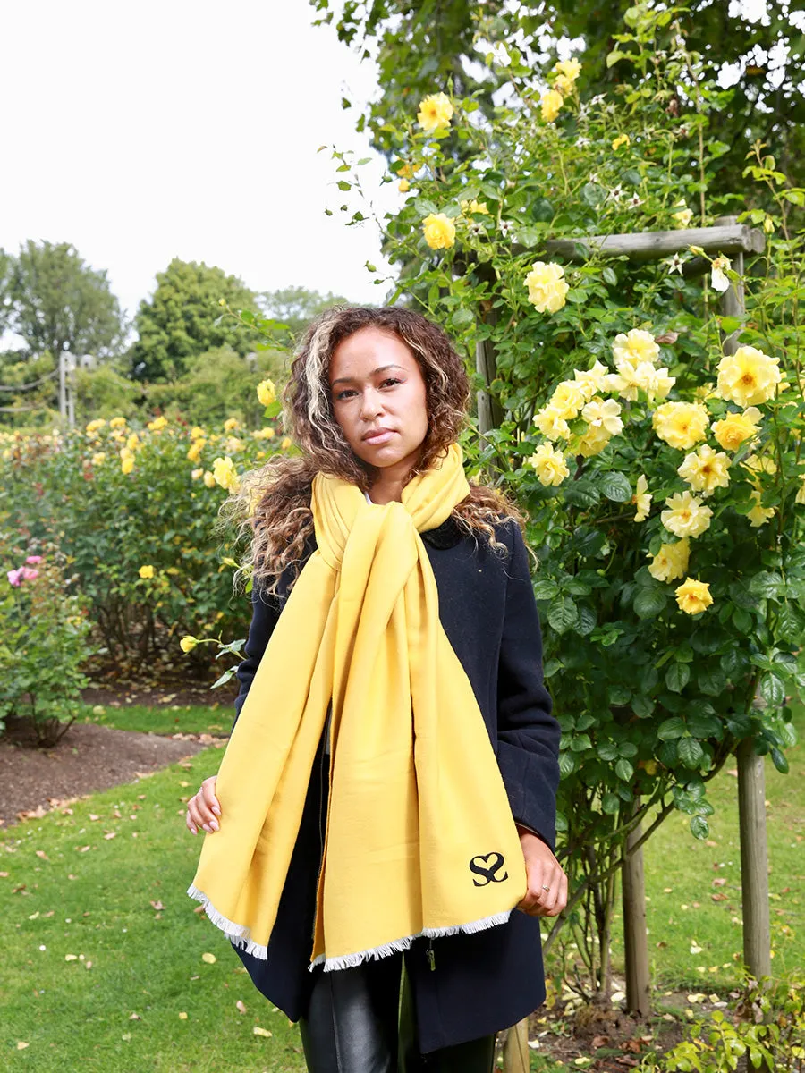Pure Yellow Jacquard Woven Scarf