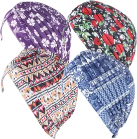 Qhome Women's Rasta Turban Indian Style Head Wrap Cap Hat Hair Cover Headband Various Print Design