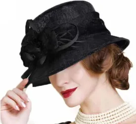 Retro Sinamay Veil Flower Bride Wedding Fascinator Hat Feather Bowler Hat Hair Accessory Banquet Cocktail Party