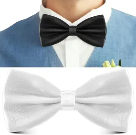 SATINIOR 2 Packs Men's Women Bow Ties Solid Color Pre-tied Bow Tie Satin Formal Tuxedo Bowtie Adjustable Neck Bowtie