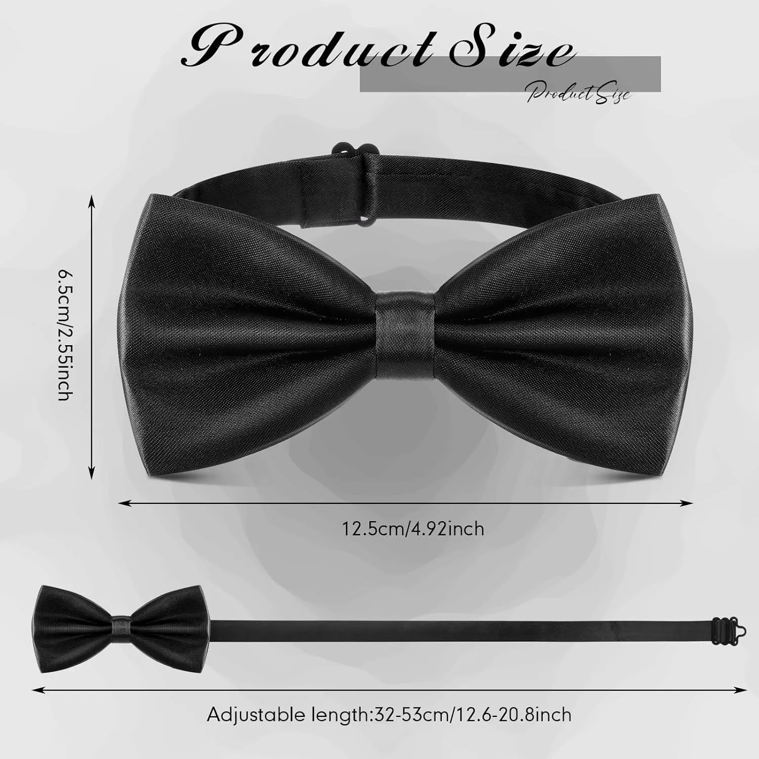 SATINIOR 2 Packs Men's Women Bow Ties Solid Color Pre-tied Bow Tie Satin Formal Tuxedo Bowtie Adjustable Neck Bowtie