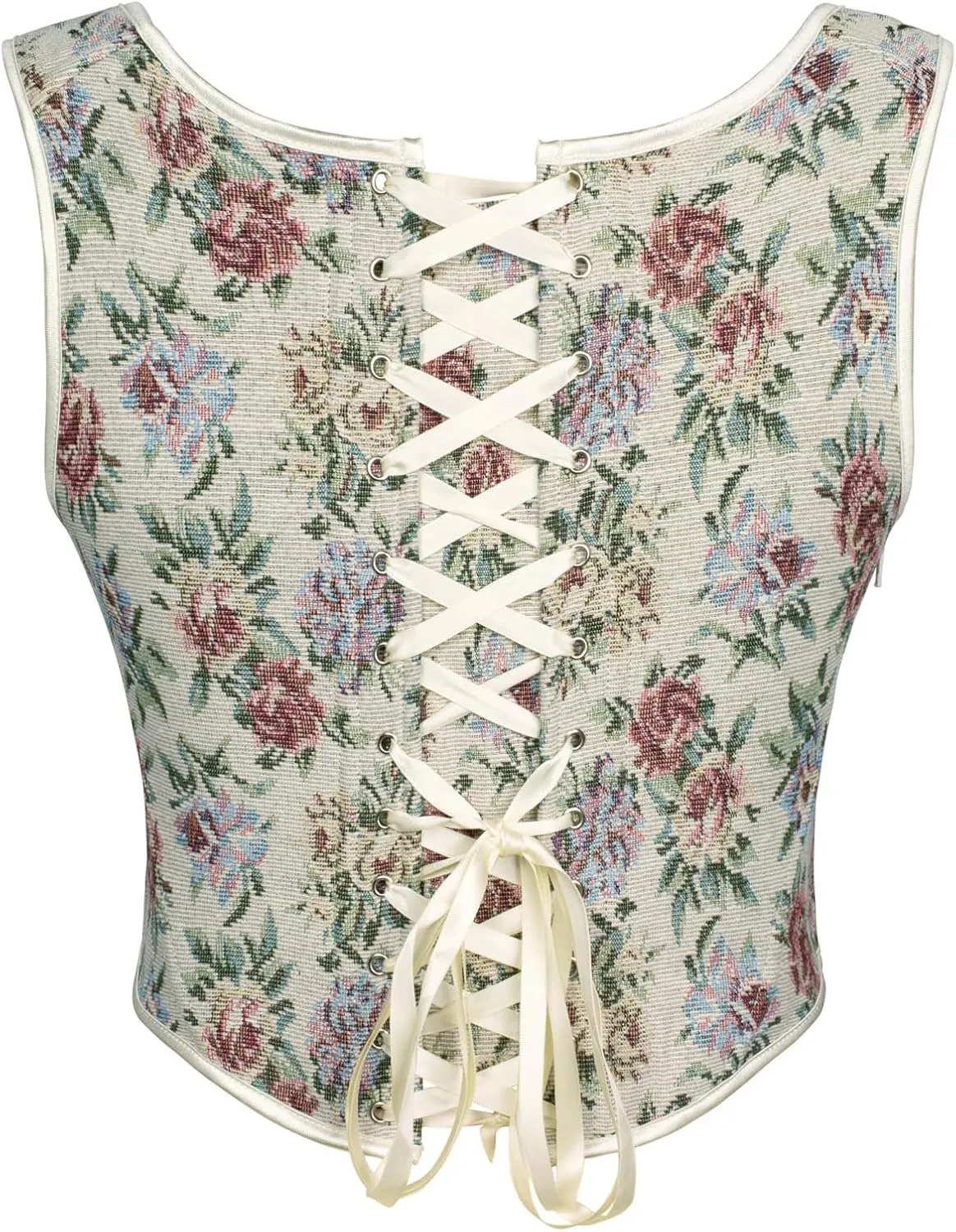 Scarlet Darkness Corset Tops for Women Renaissance Floral Overbust Boned Bustier Bodice