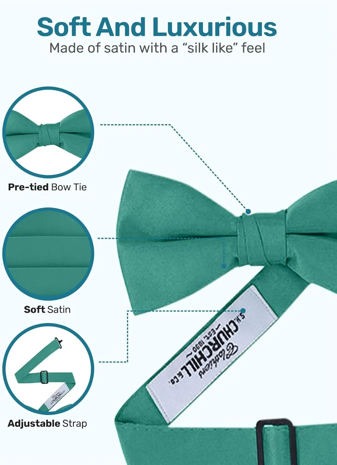 S.H. Churchill & Co. Men's Formal Satin Bowtie and Cummerbund Set
