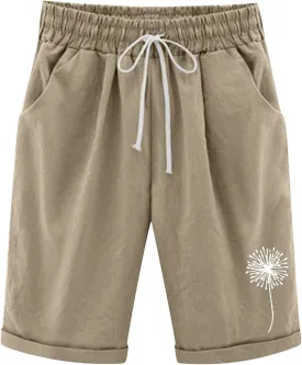 SHAOBGE Shorts for Women Trendy Summer 2024 Beach Drawstring Knee Length Shorts Loose Fit Resort Wear Fashion Clothes