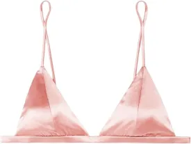 SilRiver Women's Silk Satin Triangle Bralette Soft Cup Wireless Bra Smooth and Comfortable Wire Free Bra Top