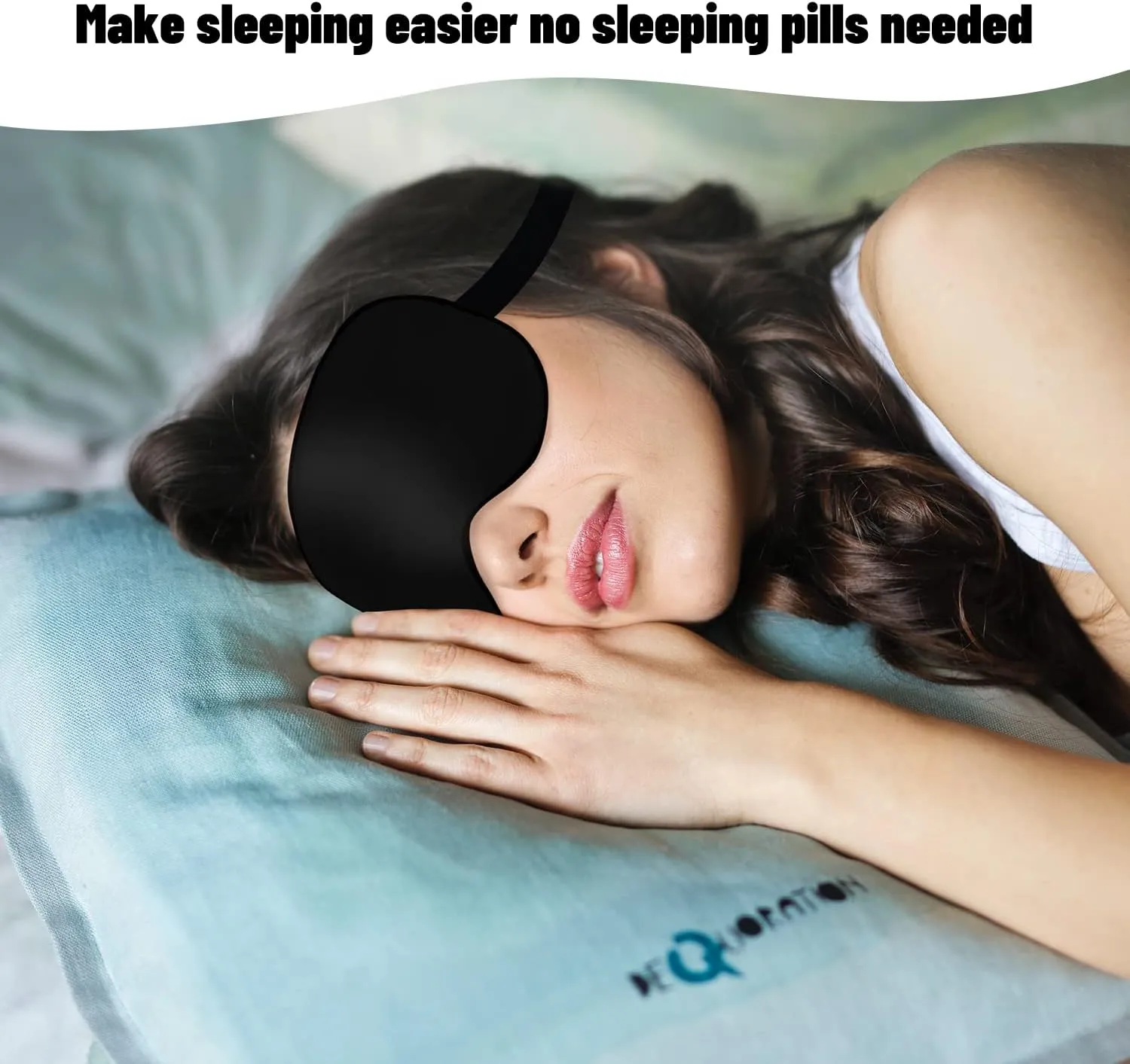 Sleep Mask, Silk Eye Mask for Sleeping with Adjustable Strap, Satin Blackout Sleeping Eye Mask for Men&Women, Comfortable Blindfold Eyeshade for Night Sleep(Black)