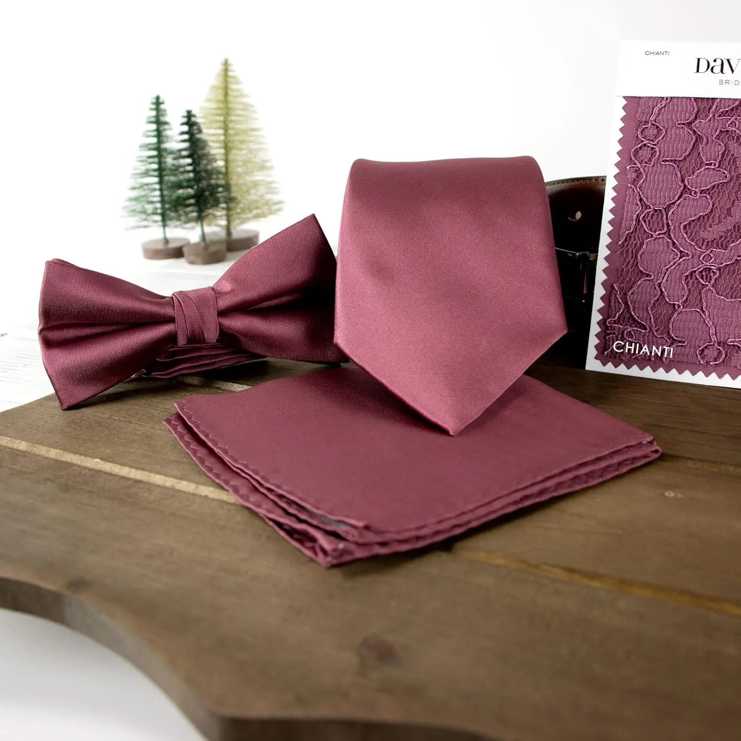 Spring Notion Men's Solid Color Satin Microfiber Bow Tie and Hankerchief Set