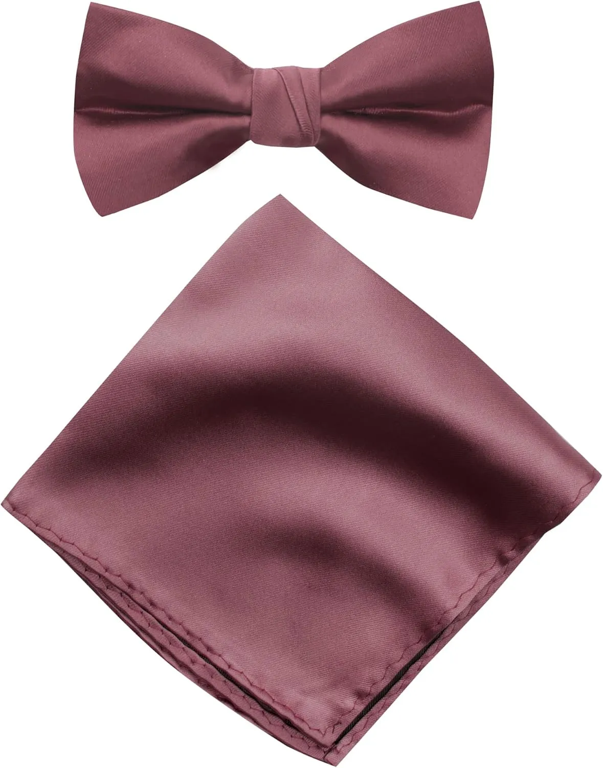 Spring Notion Men's Solid Color Satin Microfiber Bow Tie and Hankerchief Set
