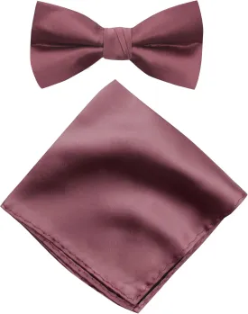 Spring Notion Men's Solid Color Satin Microfiber Bow Tie and Hankerchief Set