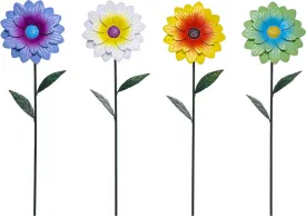 T24535 Metal Vibrant Zinnia Stake 4 Styles