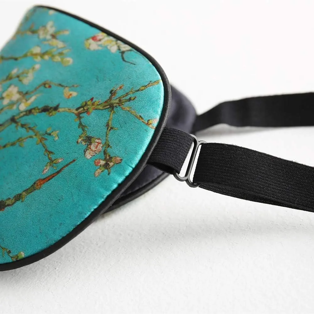 Tim & Tina Silk Sleep Mask for Women Men Comfortable Blindfold Eye Mask with Adjustable Strap for Travel Yoga Nap Shift Work (Green Flower)