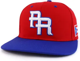 Trendy Apparel Shop PR 3D Embroidered Flatbill Snapback Cap with Puerto Rico Flag