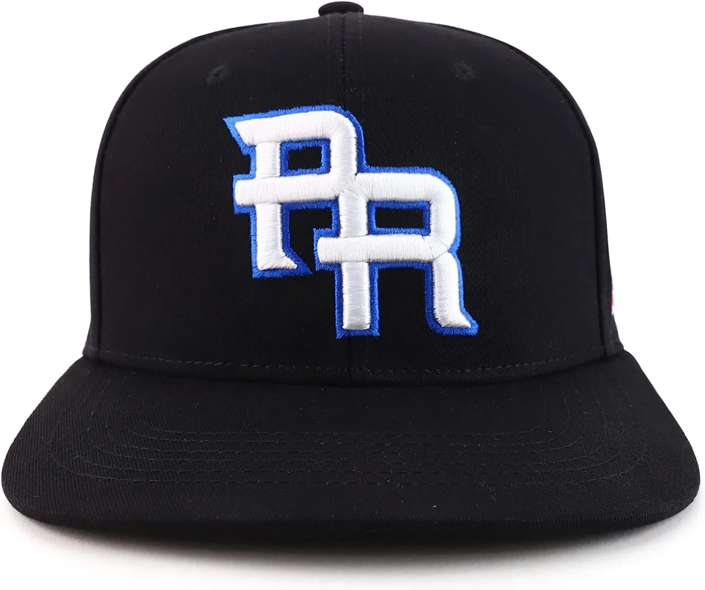 Trendy Apparel Shop PR 3D Embroidered Flatbill Snapback Cap with Puerto Rico Flag