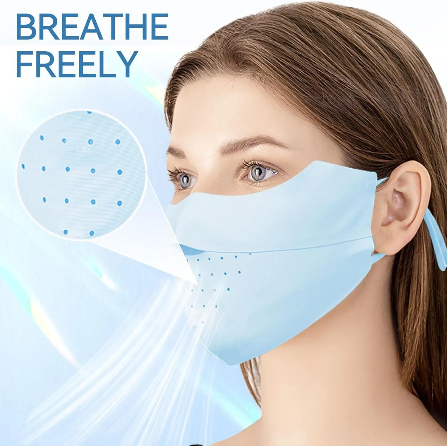 UPF 50  Sun Protection Face Mask Ice Silk UV Adjustable Face Cover Breathable Reusable for Running Golf Sports