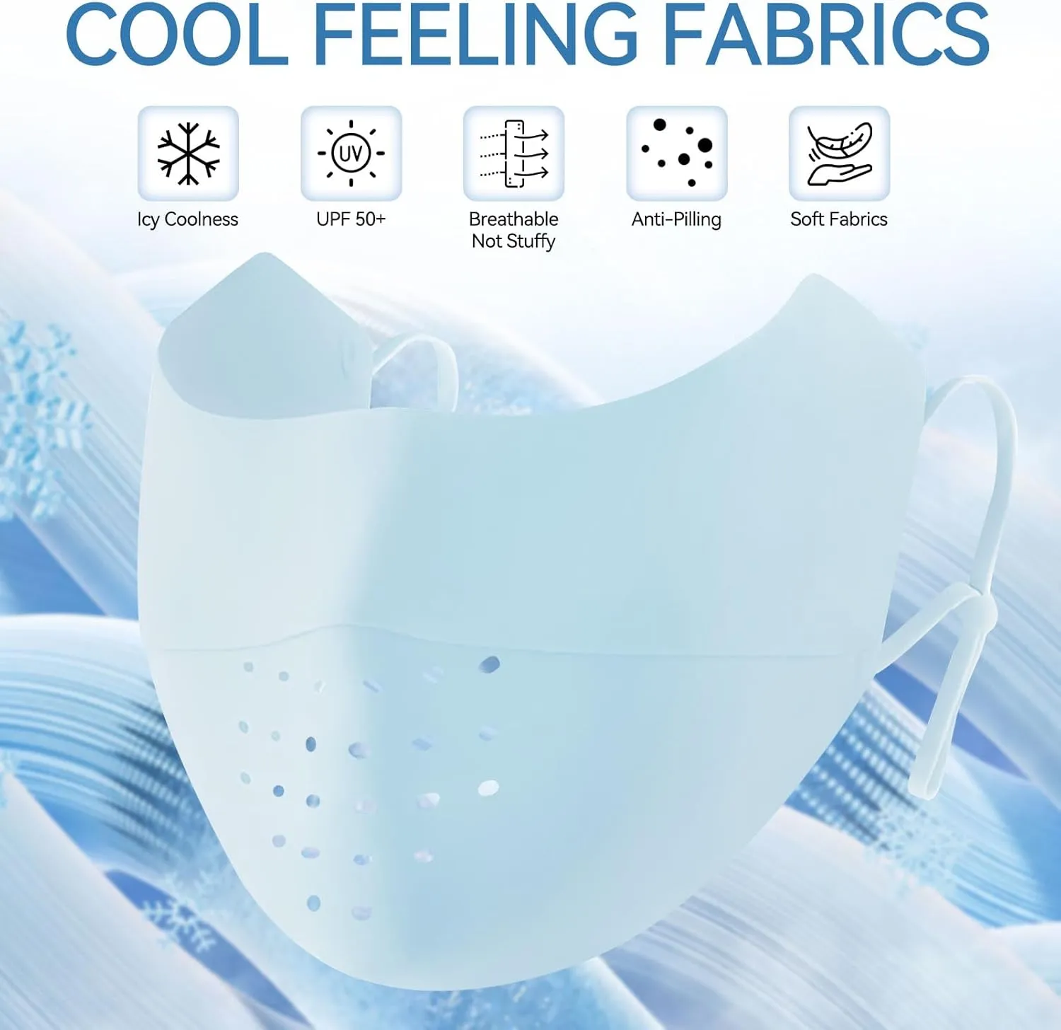 UPF 50  Sun Protection Face Mask Ice Silk UV Adjustable Face Cover Breathable Reusable for Running Golf Sports