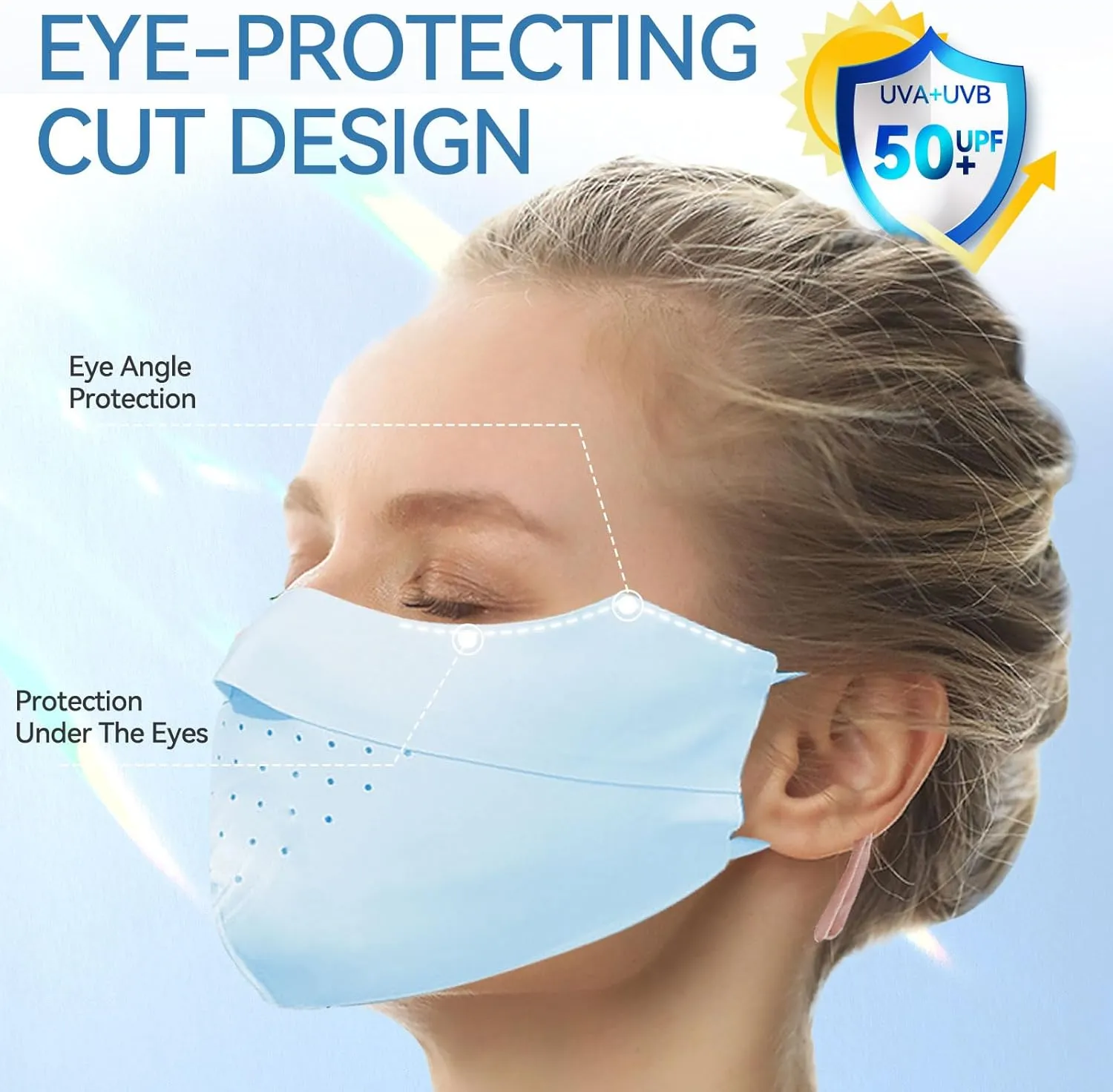 UPF 50  Sun Protection Face Mask Ice Silk UV Adjustable Face Cover Breathable Reusable for Running Golf Sports