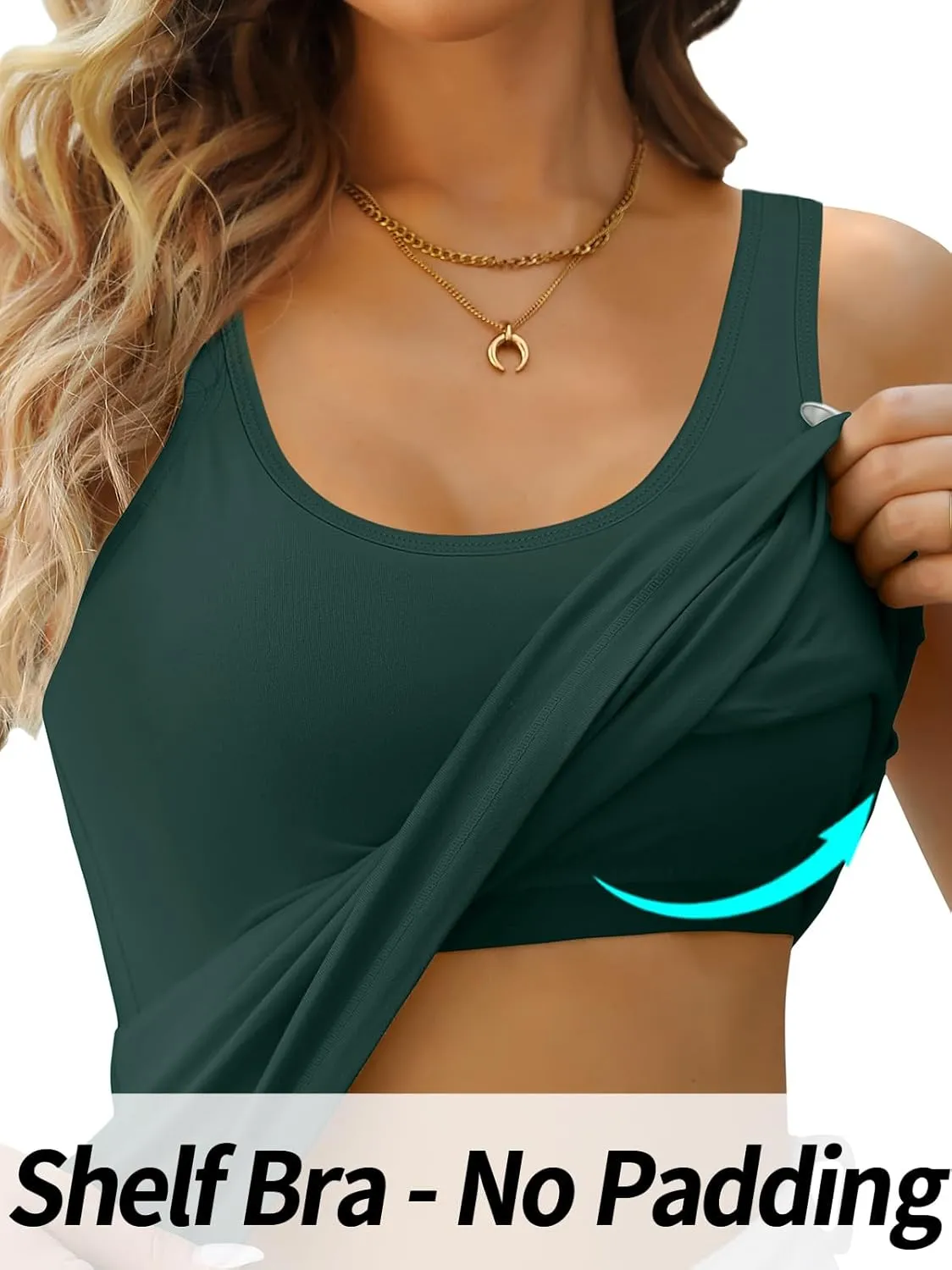V FOR CITY Womens Shelf Bra Tank Tops Racerback Workout Camis Yoga Shirt Cotton Undershirt 2 Pack