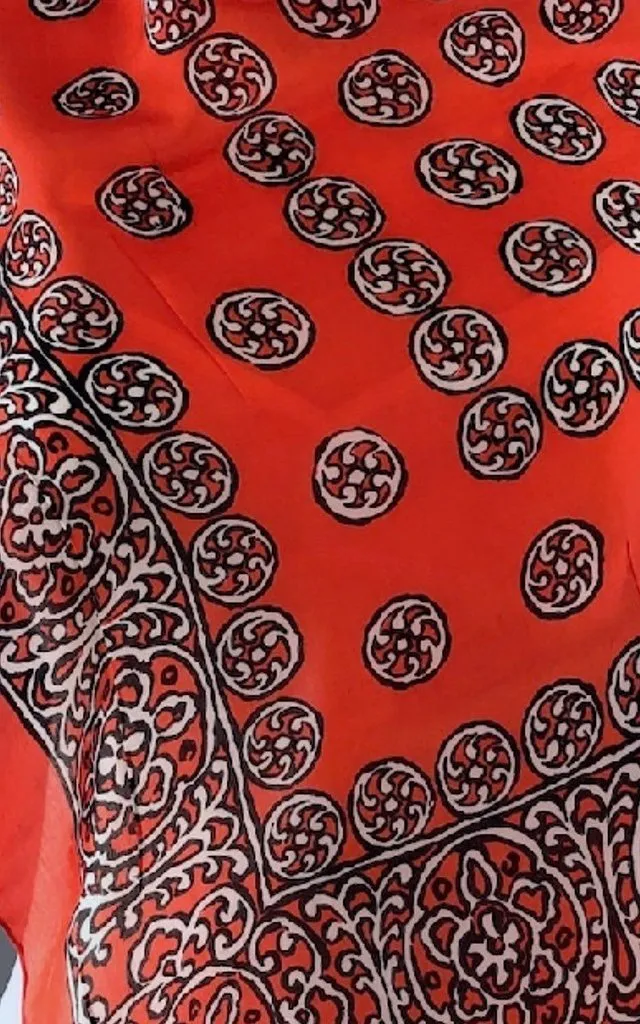 Vintage Silk Scarf Red and Black Pinwheels