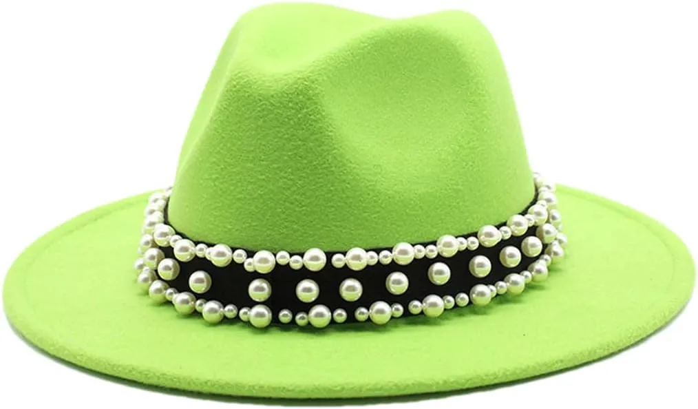 Women's Fedoras Wool Hat Classic Jazz Hat Travel Men's Wild Brim Hat Outdoor 5 Without Chain